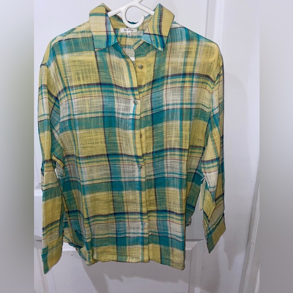 Yellow Plaid Button Shirt - Picture 5 of 6